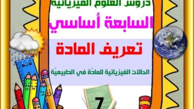 ملخّصات دروس العلوم الفيزيائيّة: تعريف المادّة - الحالات الفيزيائية للمادة في الطبيعة