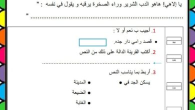 تقييم توجيهي في مادة القراءة السنة الثانية