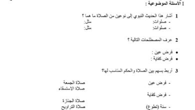 فروض تأليفية عدد 2 في التربية الإسلامية للسنة 7 أساسي