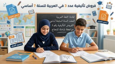 فروض تأليفية عدد 3 في العربية للسنة 7 أساسي