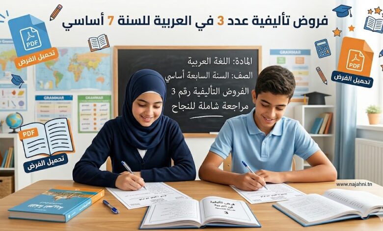 فروض تأليفية عدد 3 في العربية للسنة 7 أساسي