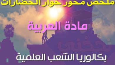 تلخيص محور حوار الحضارات مادة العربية