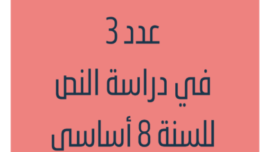 فروض مراقبة عدد 3 في دراسة النص للسنة 8 أساسي