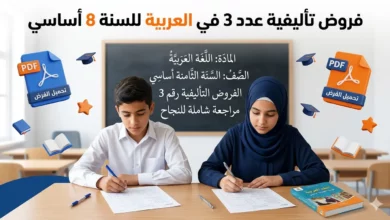 فروض تأليفية عدد 3 في دراسة النص للسنة 8 أساسي
