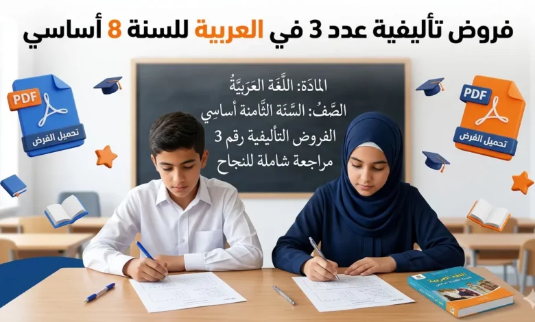 فروض تأليفية عدد 3 في دراسة النص للسنة 8 أساسي