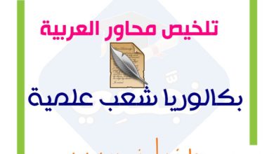 ملخص محاور العربية - بكالوريا شعب علمية