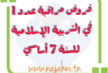 إمتحانات و إختبارات مراقبة عدد 1 للثلاثي الأول في التربية الإسلامية للسنة السابعة أساسي