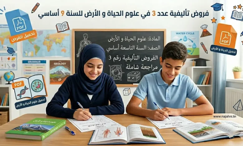 فروض تأليفية عدد 3 في علوم الحياة و الأرض للسنة 9 أساسي
