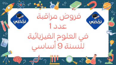 إمتحانات و إختبارات مراقبة عدد 1 للثلاثي الأول في العلوم الفيزيائية للسنة التاسعة اساسي