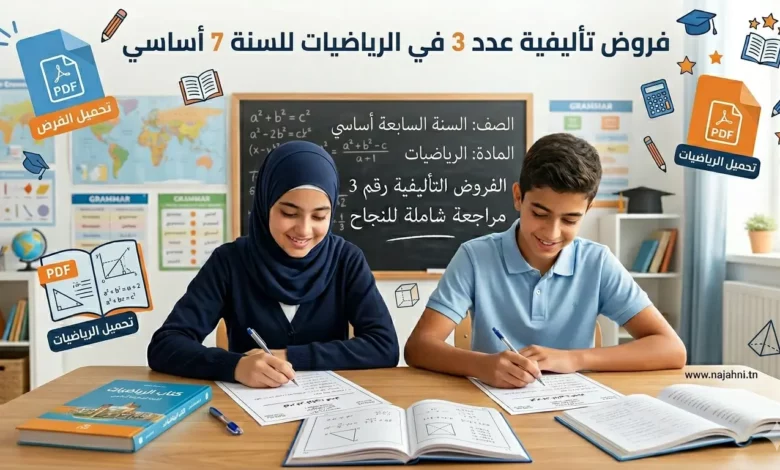 فروض تأليفية عدد 3 في الرياضيات 7 أساسي