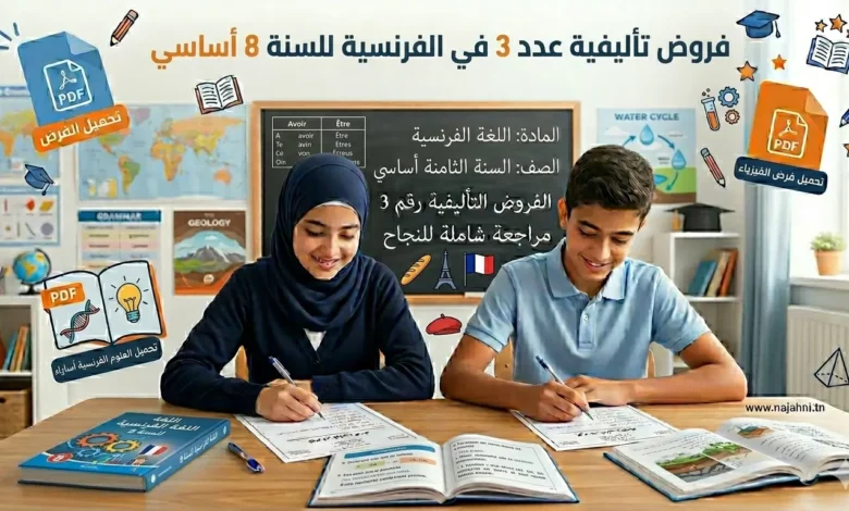فروض تأليفية عدد 3 في الفرنسية للسنة 8 أساسي