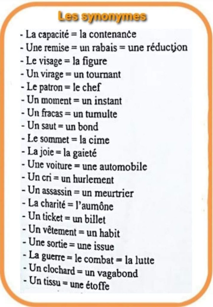 Les synonymes et les antonymes pour 5ème et 6ème année