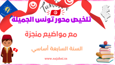 ملخص محور تونس الجميلة - السنة السابعة أساسي