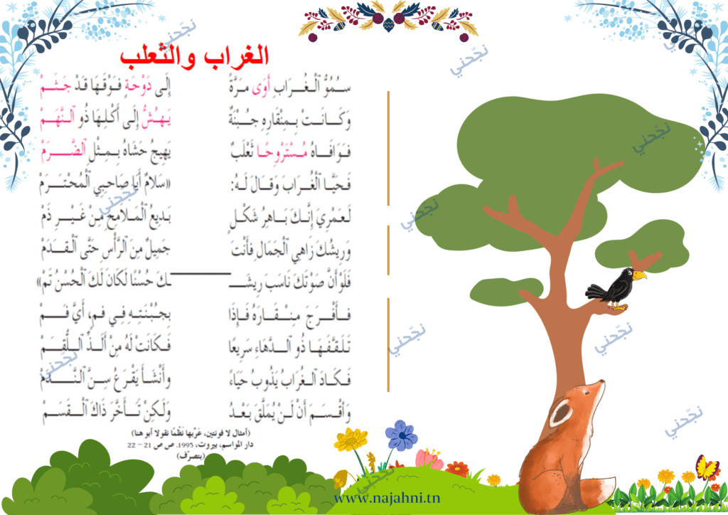 محفوظات الغراب والثعلب السنة السادسة ابتدائي