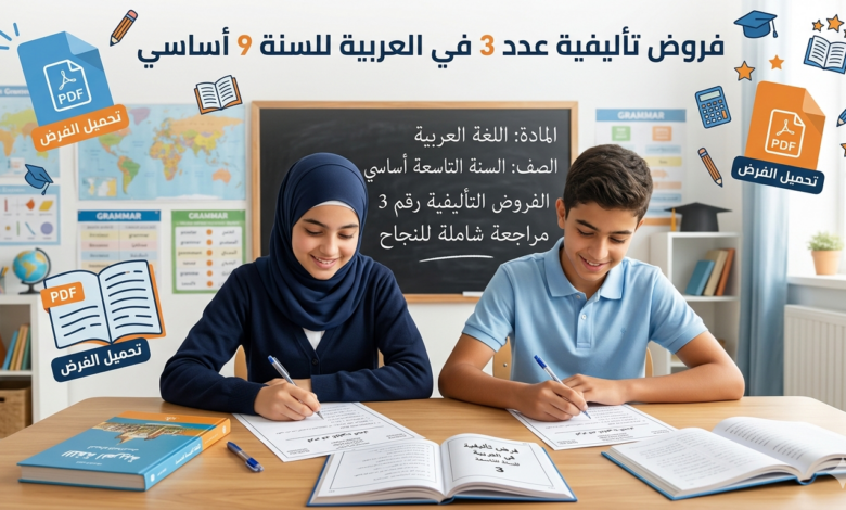 فروض تأليفية عدد 3 في العربية للسنة 9 أساسي