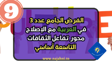 الفرض الجامع عدد 3 في العربية مع الإصلاح للسنة التاسعة أساسي