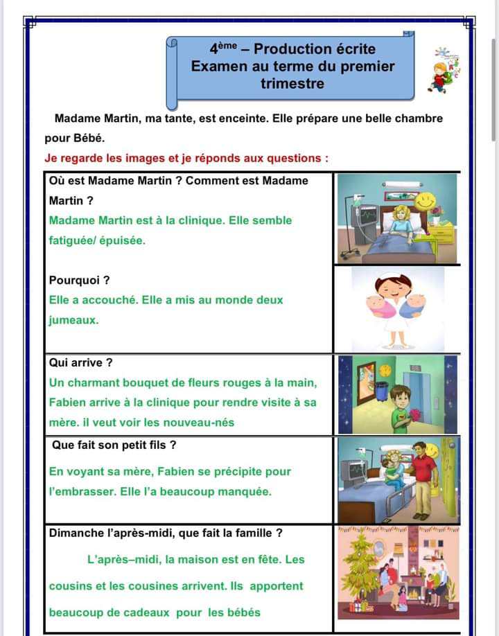 Examen production ecrite+correction
4eme annee primaire