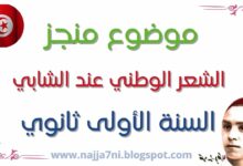 موضوع حول الشعر الوطني عند أبو القاسم الشابي