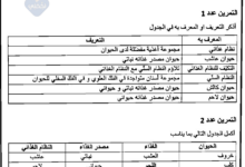 تمارين مع الإصلاح لدرس التغذية عند الحيوانات سنة 8 أساسي