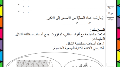 تقييم رياضيات سنة أولى الثلاثي الثالث