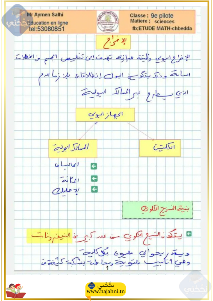 فرض موحد وتمارين الثلاثي الثالث علوم الأرض والحياة التاسعة أساسي