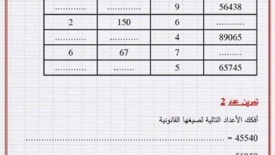 تمارين دعم وعلاج في الرياضيات سنة خامسة الثلاثي الثالث