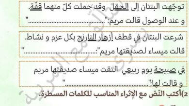 امتحان انتاج كتابي سنة اولى الثلاثي الثالث نموذج عدد 12: البنتان في الحقل مع الاصلاح