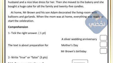 English test n°3 6th grade + correction
