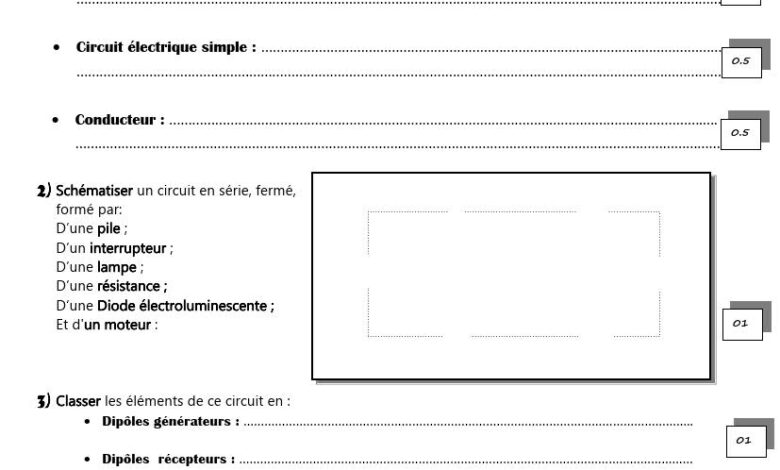 Devoir de Synthèse N°3 Collège pilote - Physique - 7ème