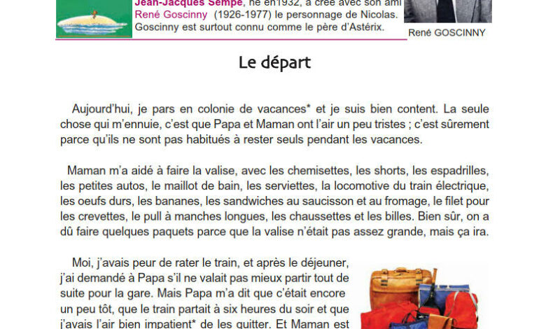 Texte : "le départ"