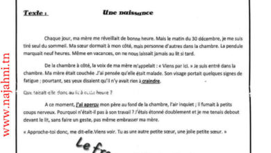 7ème année: devoir de contrôle n1 - français- avec correction
