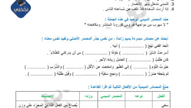 المصدر الميمي واسم المكان واسم الزّمان