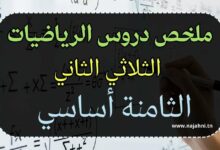 ملخص دروس الثلاثي الثاني في الرياضيات - الثامنة أساسي