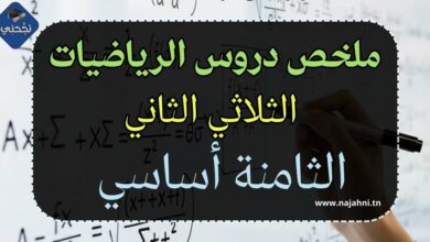 ملخص دروس الثلاثي الثاني في الرياضيات - الثامنة أساسي