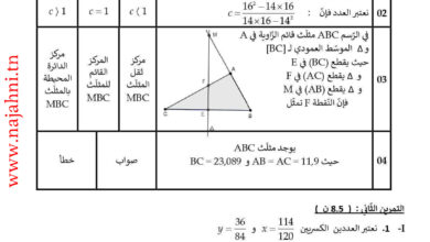 فرض مراقبة عدد4 في الرياضيات 7 اسايعة اساسي مع الاصلاح للاستاذ عادل بن يونس