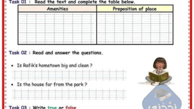 تمارين مراجعة في الأنجليزية الثلاثي الثاني سنة سادسة ابتدائي