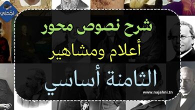 شرح نصوص محور أعلام و مشاهير - الثامنة أساسي