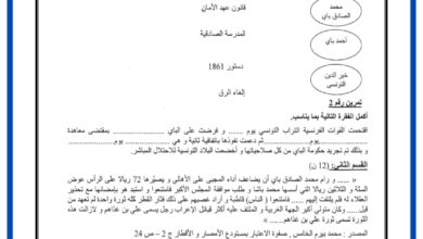 فرض تأليفي عدد3 في التاريخ 8 اساسي مع الاصلاح 2023-2024