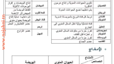 ملخص دروس علوم الحياة والأرض للثلاثي الثالث تاسعة أساسي