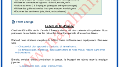 تقييم انتاج كتابي فرنسية للثلاثي الثالث : حفلة اخر السنة الدراسية مع الاصلاح-السنة الخامسة ابتدائي