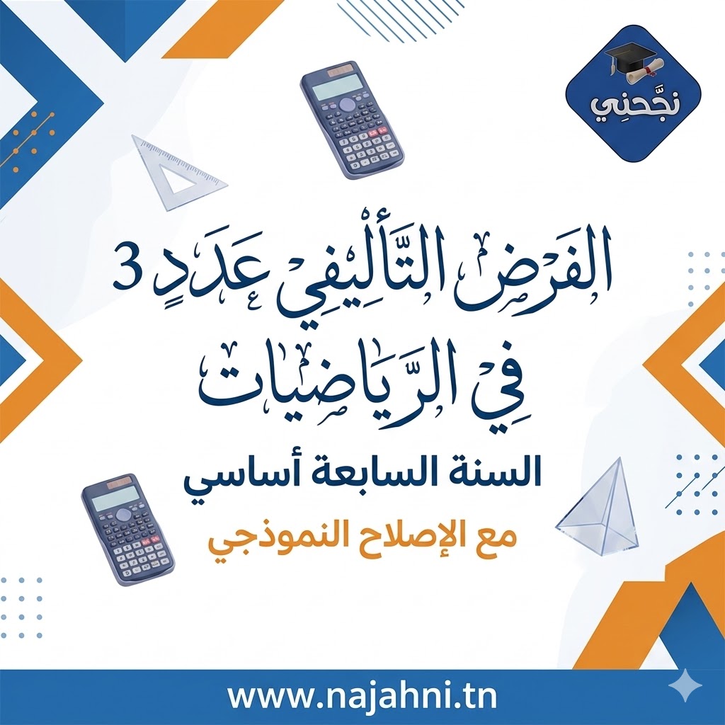 فرض تأليفي في الرياضيات للثلاثي الثالث سنة سابعة اساسي 2021-2022 مع الاصلاح